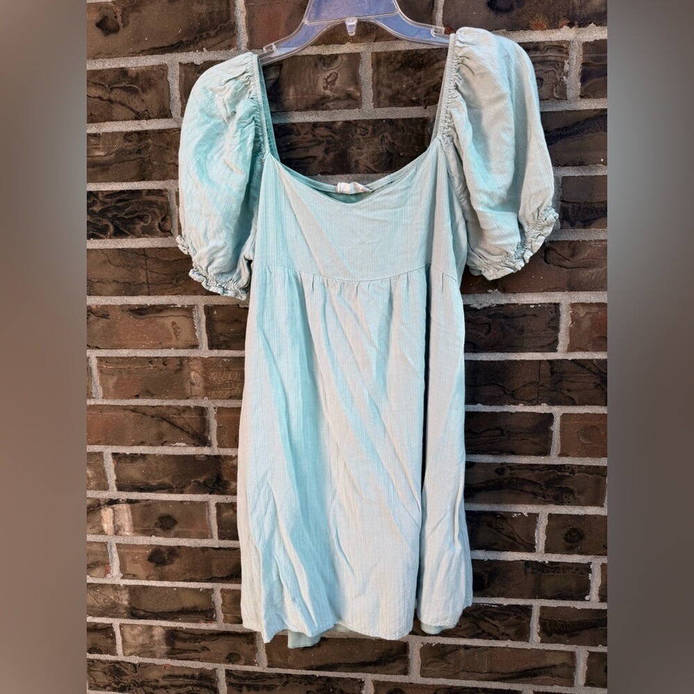 Altar'd State Sage Green Babydoll Puff Sleeve Dress‎ M